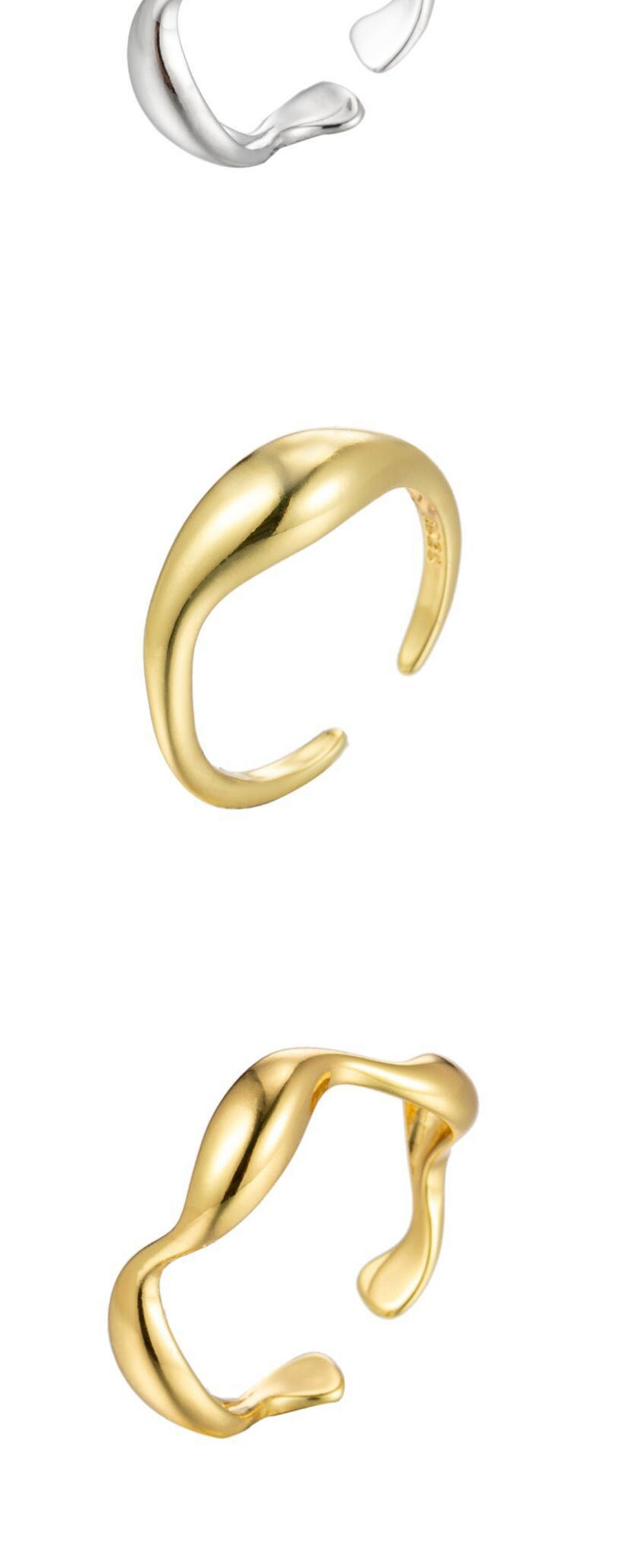 Fashion Golden-9 Stainless Steel Irregular Drop Opening Ring,Rings