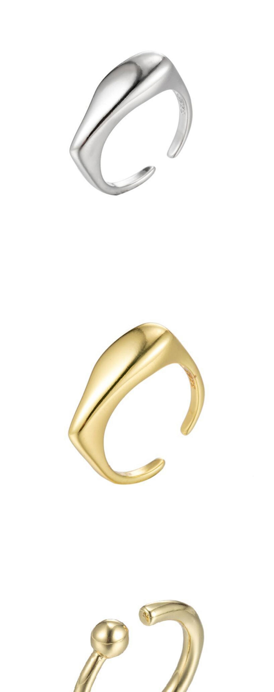 Fashion Silver-5 Stainless Steel Irregular Drop Open Ring,Rings