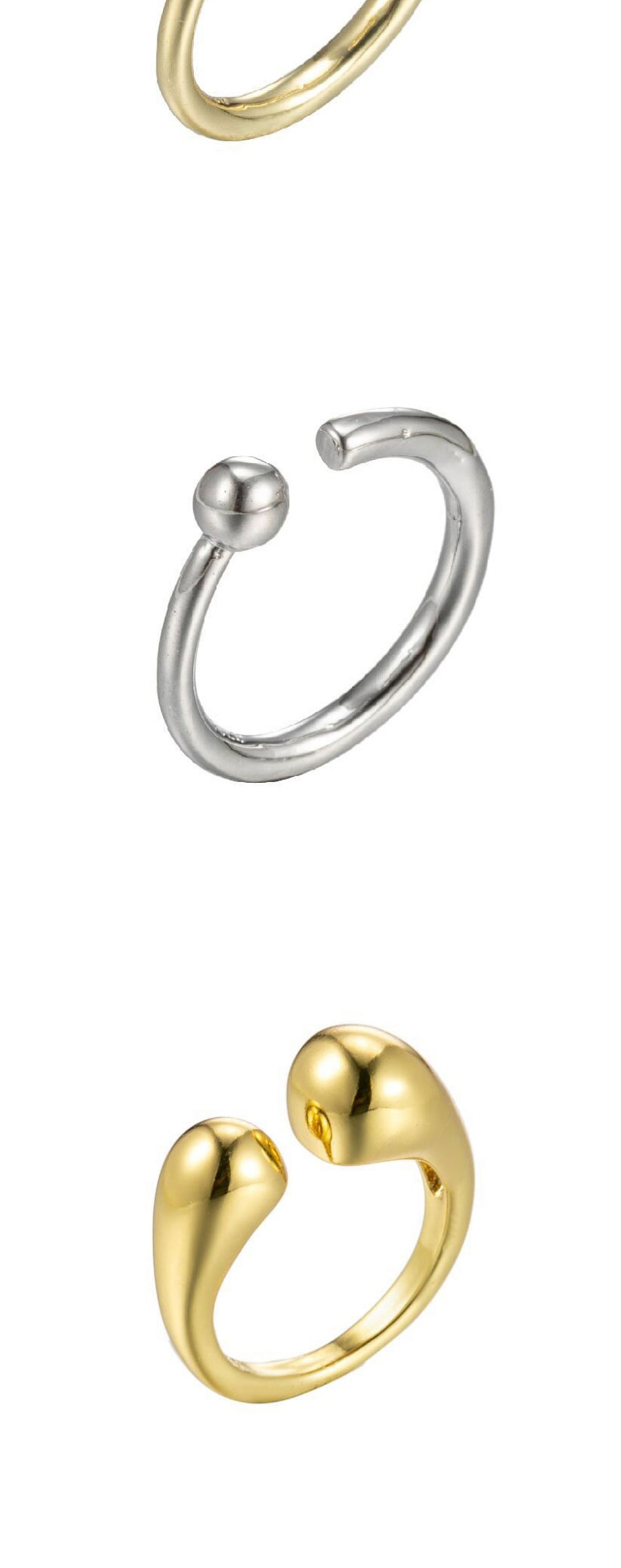 Fashion Silver-7 Stainless Steel Irregular Drop Opening Ring,Rings