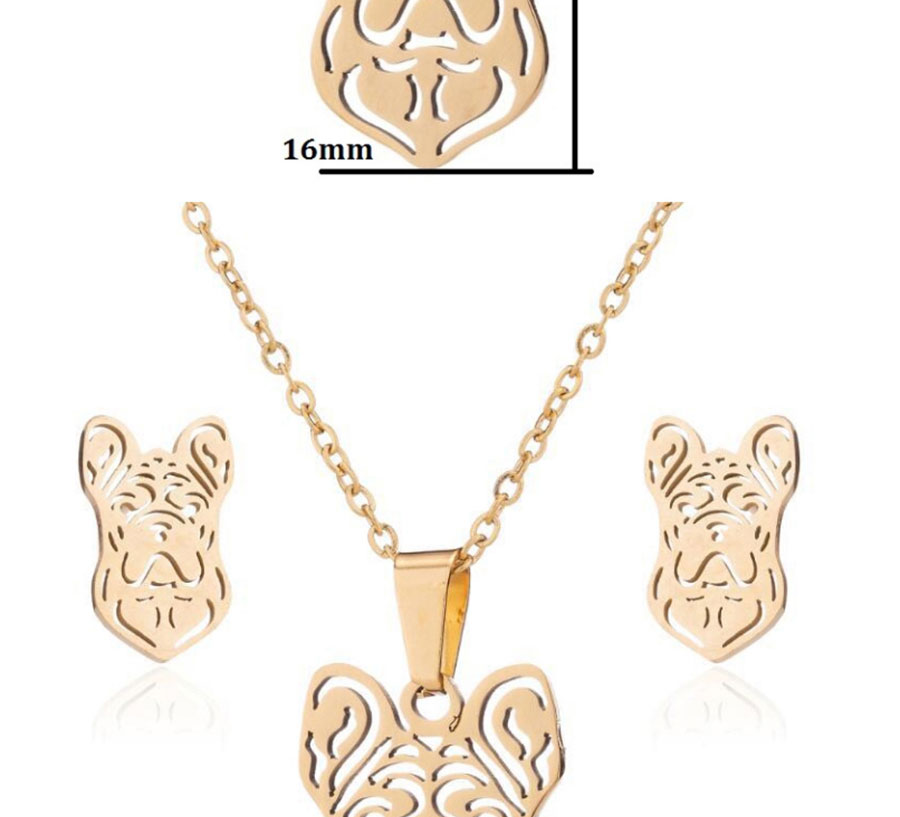 Fashion Gold Stainless Shar Pei Dog Earring Necklace Set,Jewelry Set