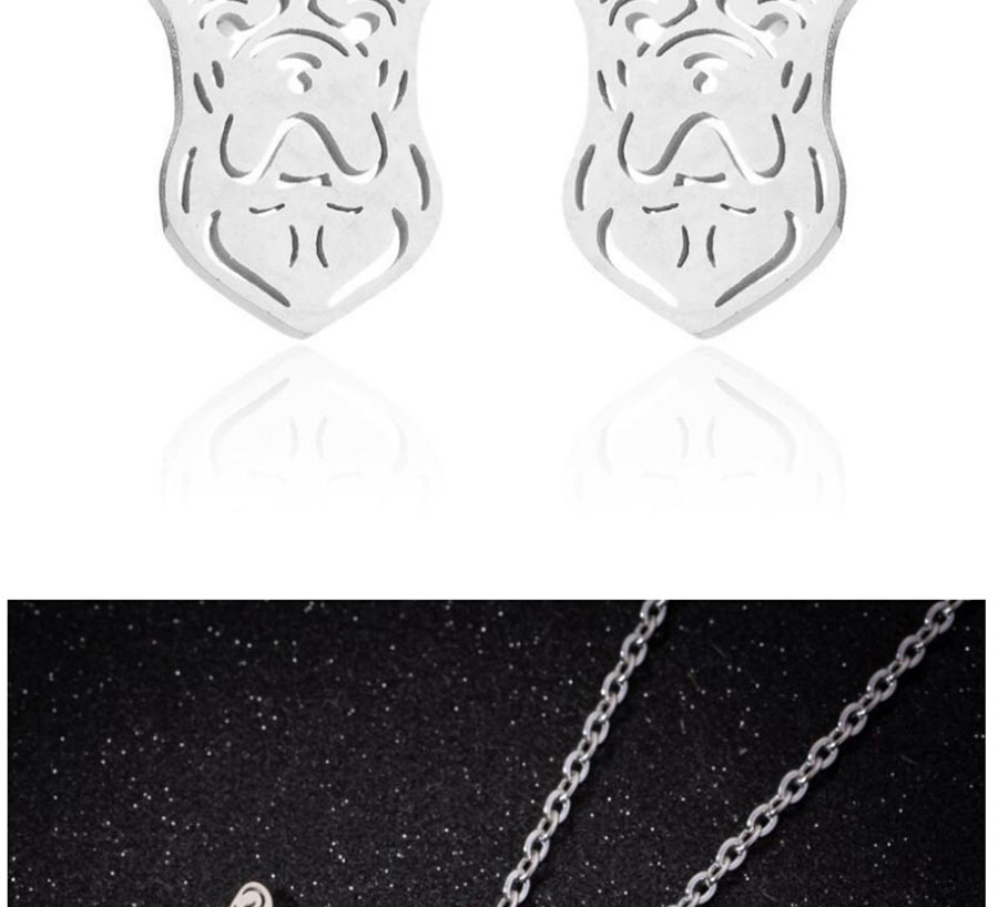 Fashion Steel Color Stainless Shar Pei Dog Earring Necklace Set,Jewelry Set