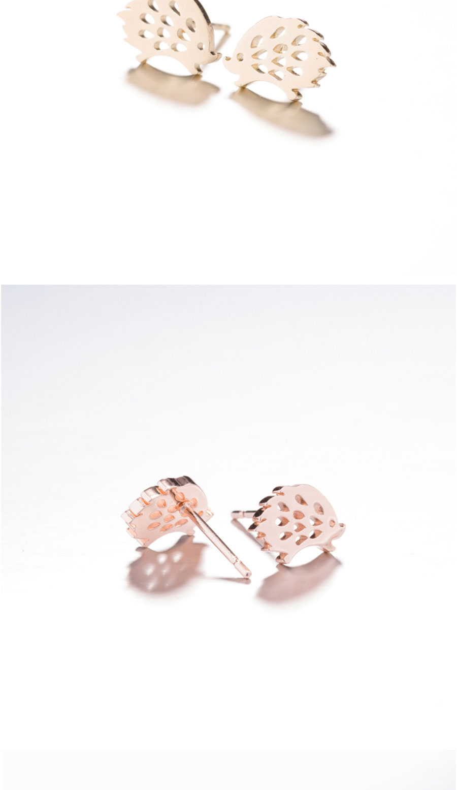 Fashion Rose Gold Stainless Steel Hedgehog Ear Studs,Earrings