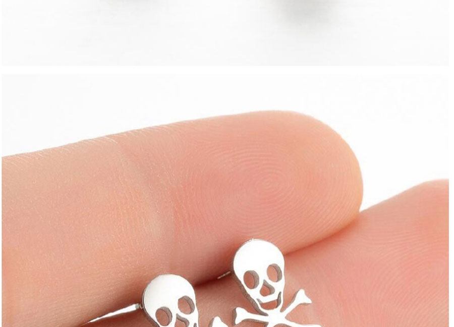 Fashion Steel Color Halloween Skull Earrings,Earrings