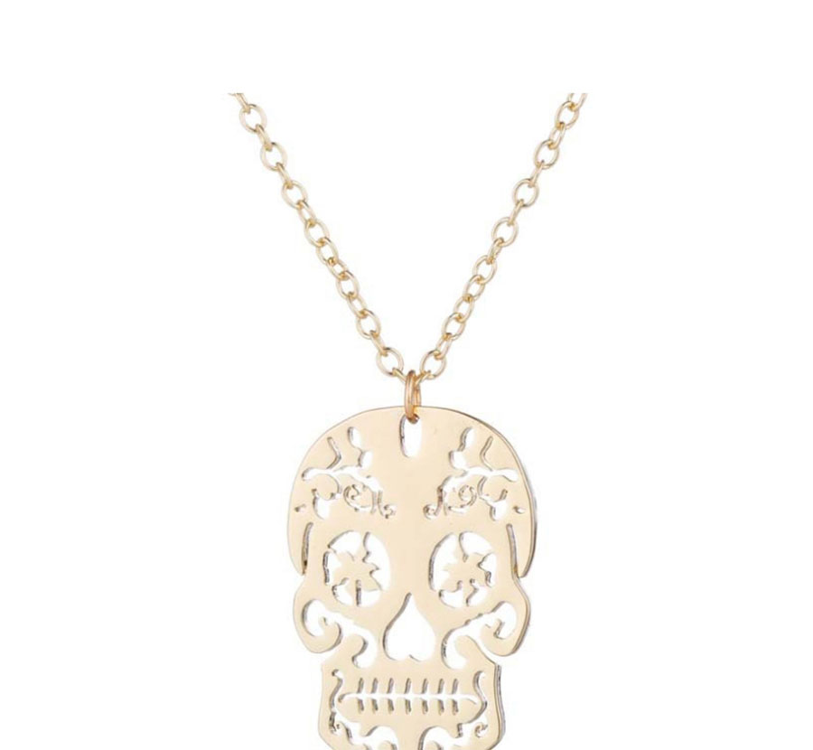 Fashion Silver Halloween Hollow Skull Necklace,Necklaces