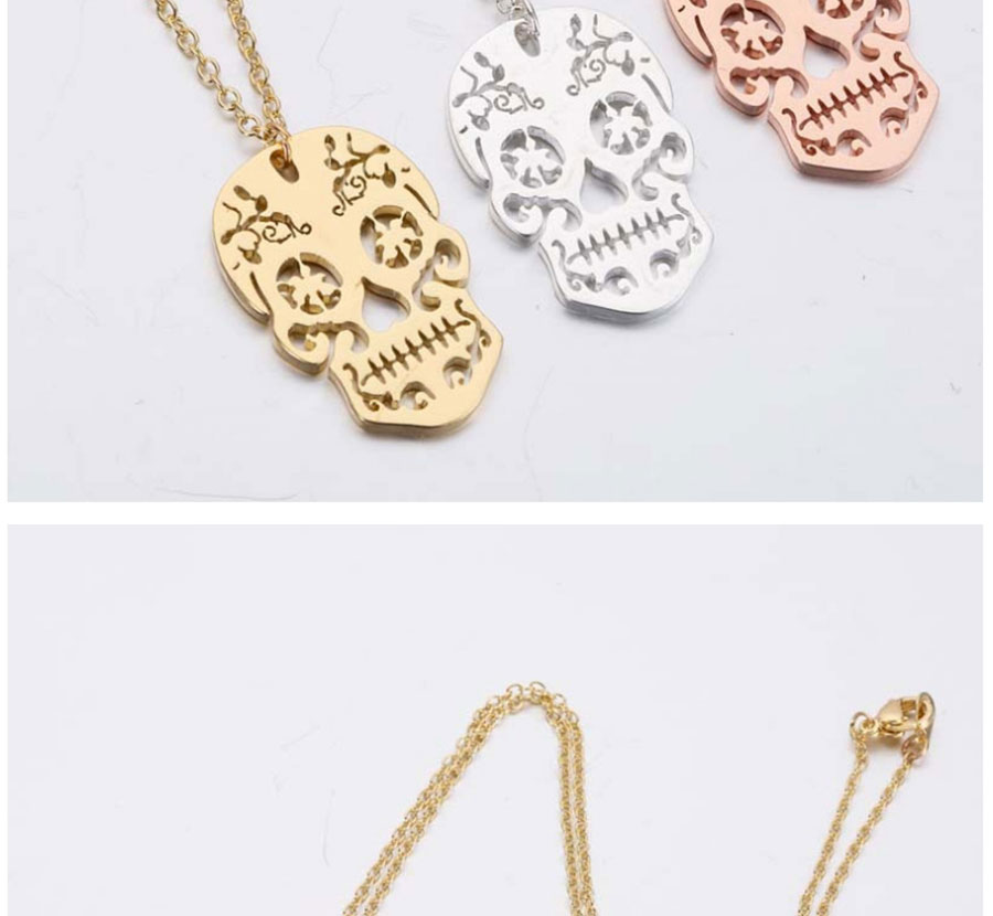 Fashion Rose Halloween Hollow Skull Necklace,Necklaces