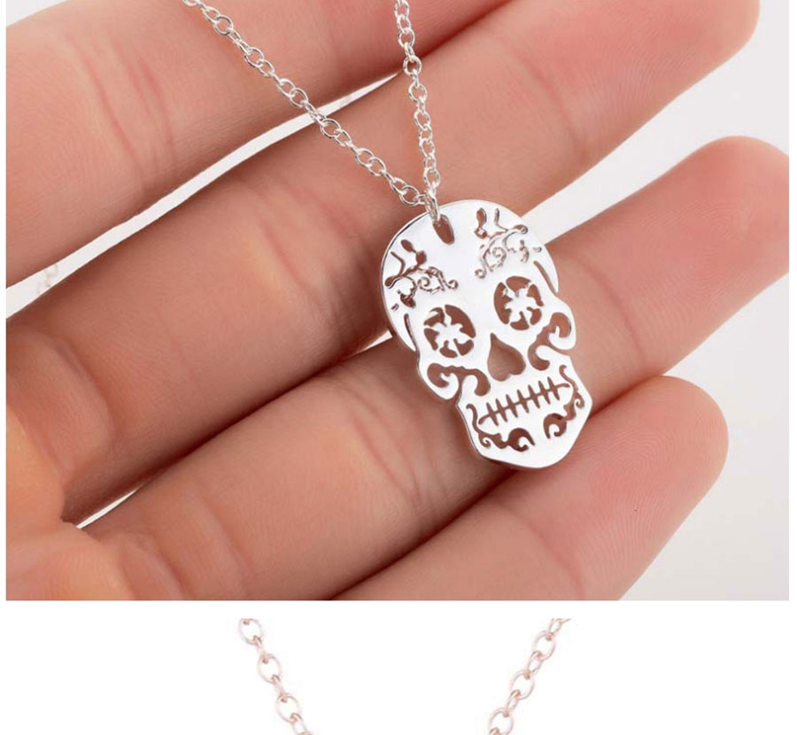 Fashion Gold Halloween Hollow Skull Necklace,Necklaces