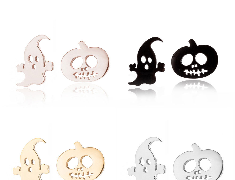 Fashion Gold Halloween Spooky Pumpkin Ghost Head Stud Earrings,Earrings