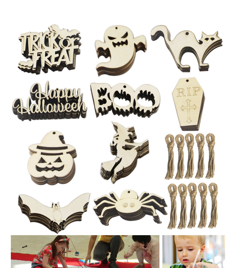 Fashion Letters (pack Of 10) Halloween Wooden Led Candle Light Crafts,Festival & Party Supplies