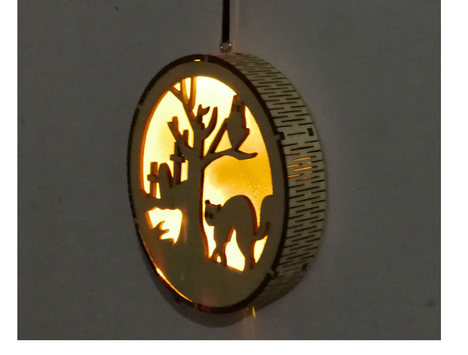 Fashion 3# (electronics) Halloween Wooden Circle Laser Hollow Led Lamp Pendant,Festival & Party Supplies