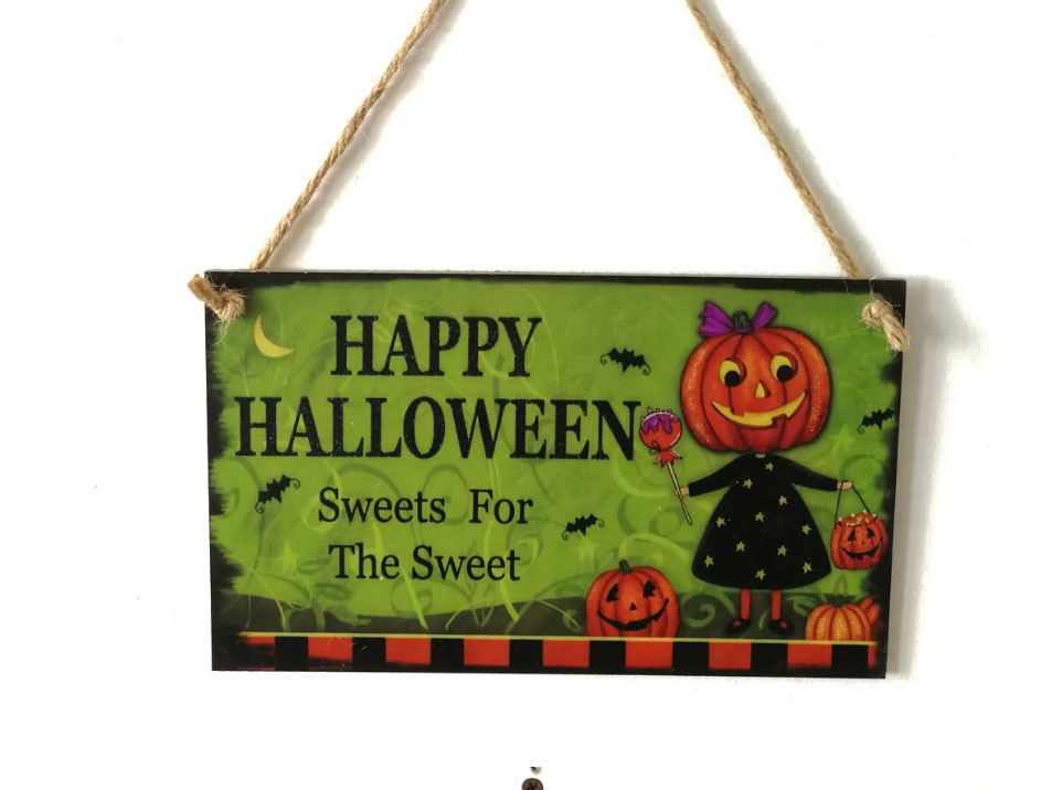 Fashion Geometry Halloween Wooden Hanging Board,Festival & Party Supplies