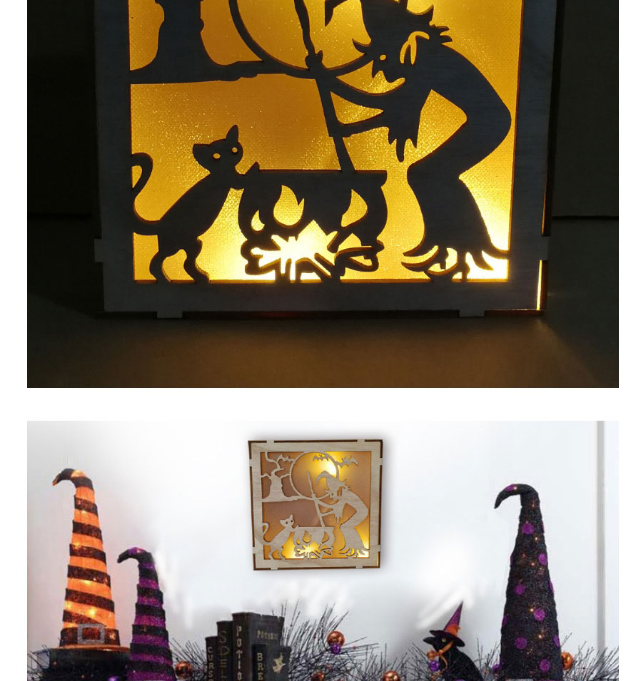 Fashion 10# (electronics) Wooden Halloween Laser Led Lights Three-dimensional Ornaments,Festival & Party Supplies