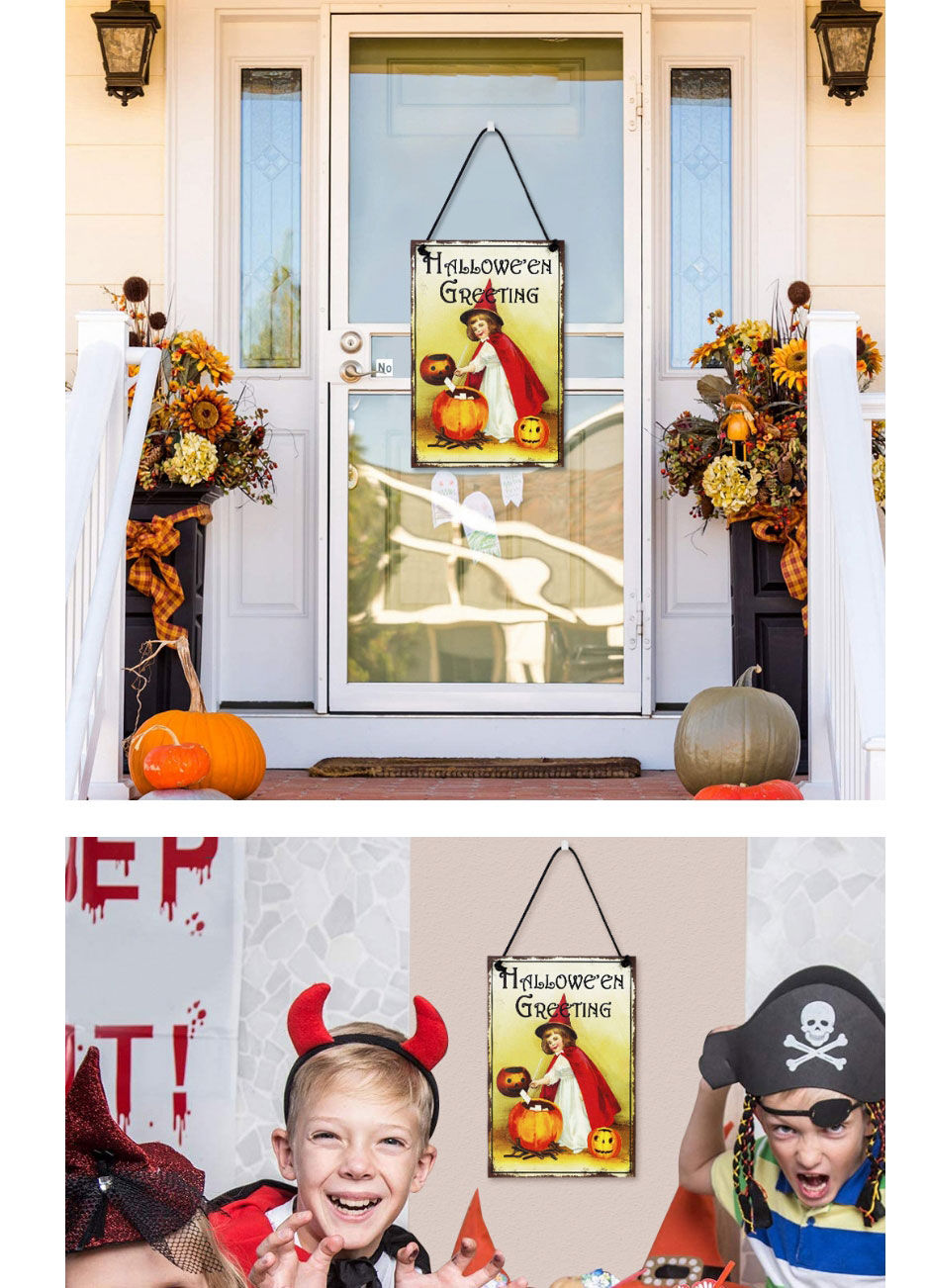 Fashion 12# Halloween Pumpkin Skull Wall Wooden Pendant,Festival & Party Supplies