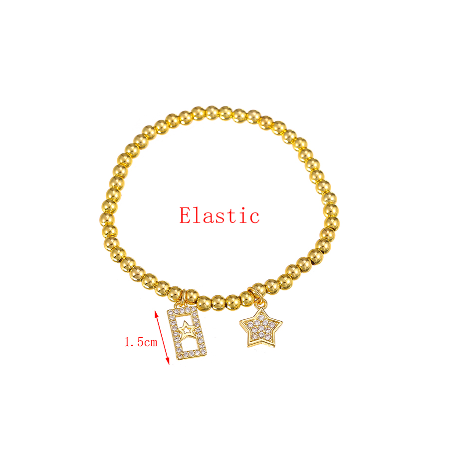 Fashion Gold Color Copper Inlaid Zirconium Five-pointed Star Beaded Bracelet,Bracelets