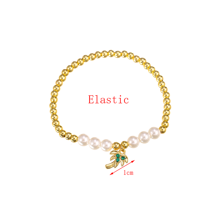 Fashion Gold Color Copper Inlaid Zirconium Pearl Pineapple Beaded Bracelet,Bracelets