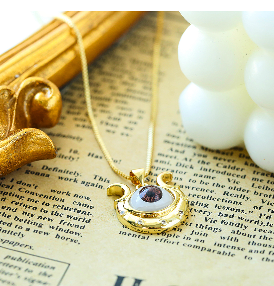 Fashion Purple Copper Inlaid Zirconium Eye Crescent Necklace,Necklaces