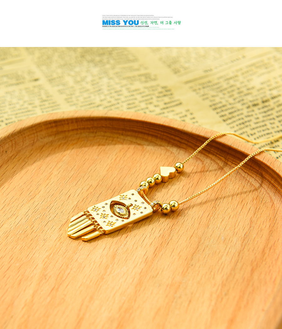 Fashion Gold Color Copper Inlaid Zirconium Irregular Eye Necklace,Necklaces