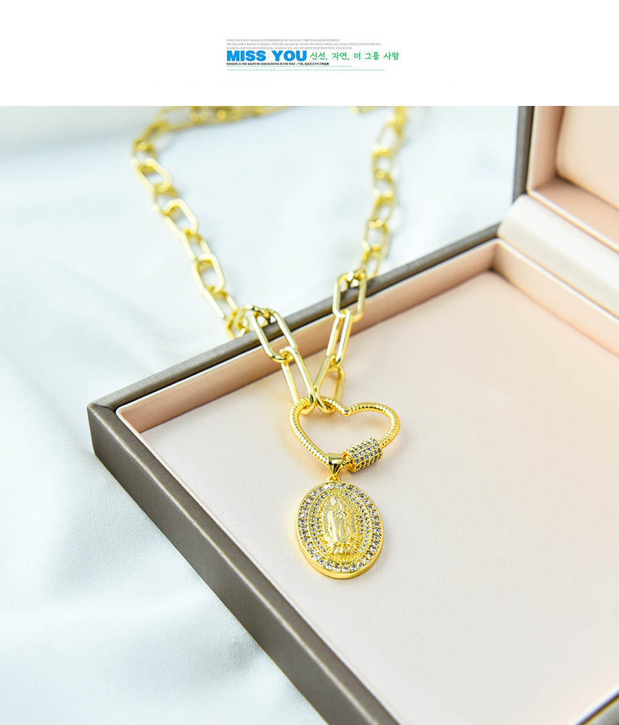 Fashion Gold Color Copper Inlaid Zirconium Love Portrait Necklace,Necklaces