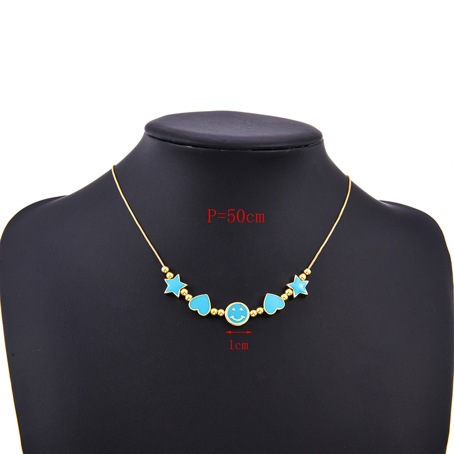Fashion Royal Blue Copper Drop Oil Love Smiley Face Necklace,Necklaces