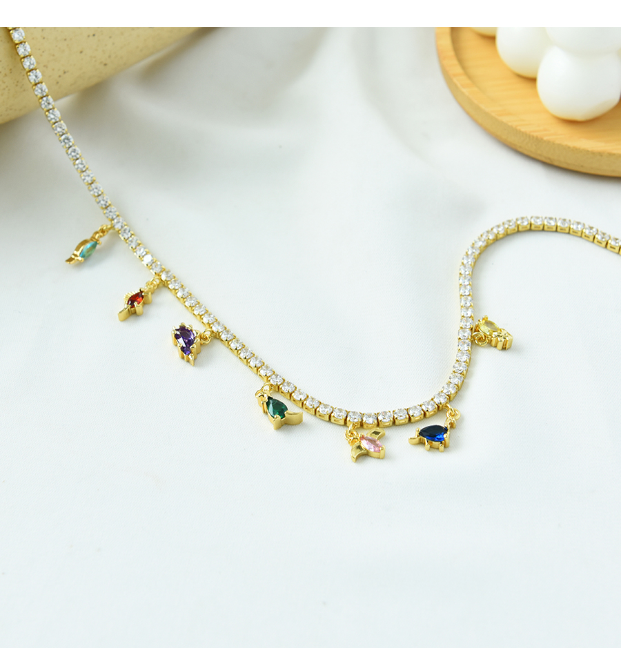 Fashion Color Copper Inlaid Zirconium Dinosaur Series Pendant Necklace,Necklaces
