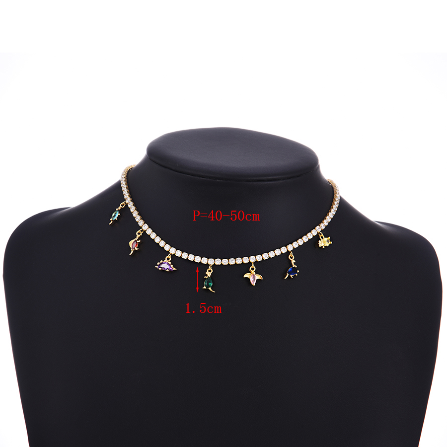 Fashion Color Copper Inlaid Zirconium Dinosaur Series Pendant Necklace,Necklaces