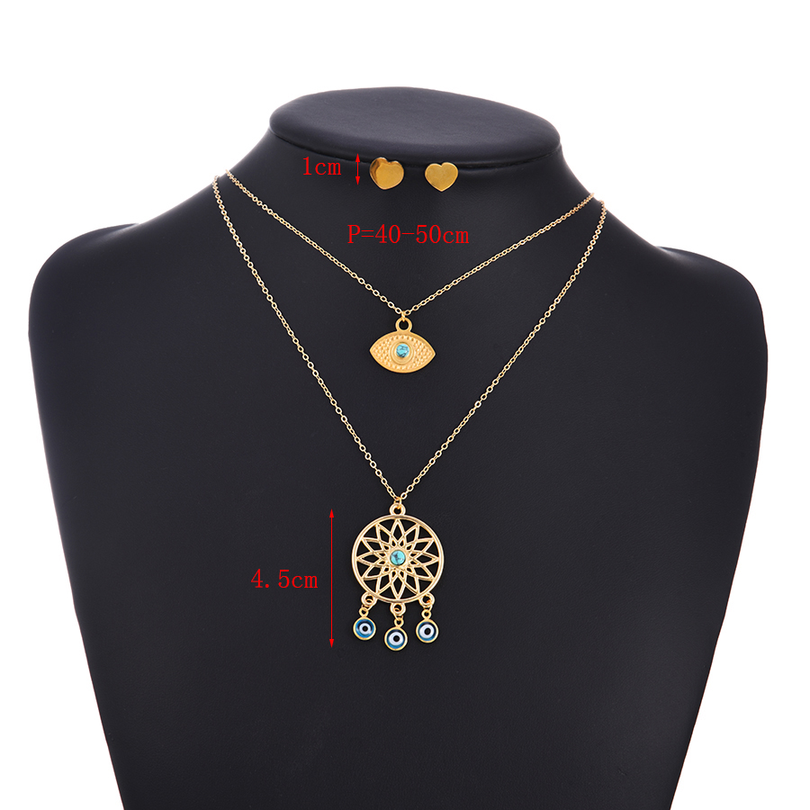 Fashion Gold Color Titanium Steel Double Eyes Love Necklace And Earring Set,Jewelry Set