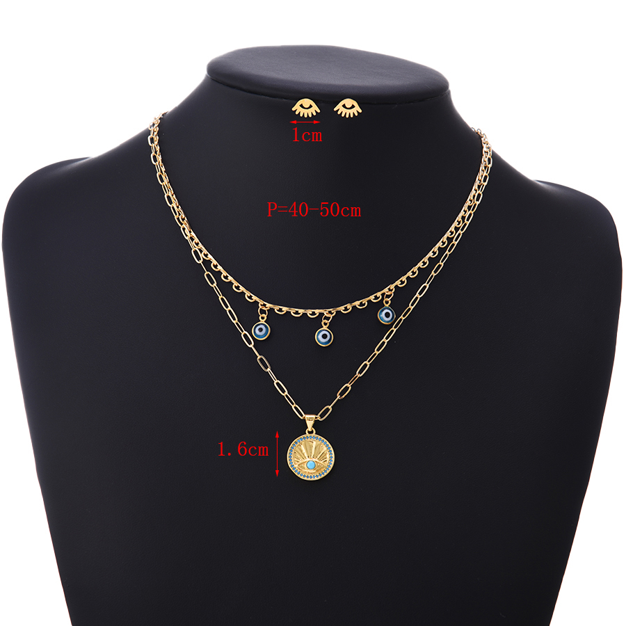 Fashion Gold Color Titanium Steel Double Eye Necklace And Earrings Set,Jewelry Set
