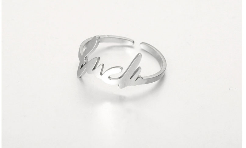 Fashion Steel Color Titanium Steel Letter Ring,Rings