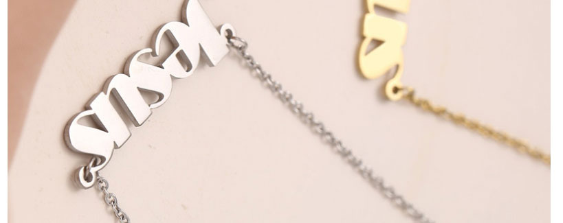 Fashion Steel Color Titanium Steel Letter Necklace,Necklaces