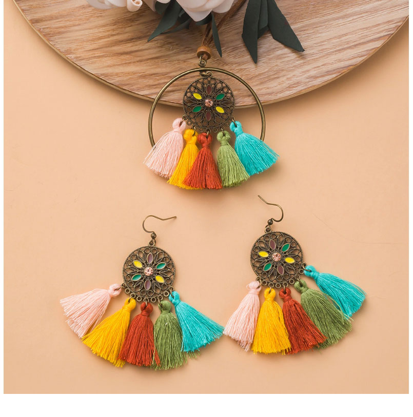 Fashion 2# Fabric Color Tassel Flower Necklace Earrings Set,Jewelry Sets