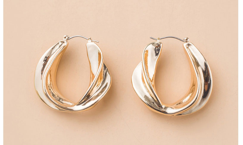Fashion Gold Color Brass Gold-plated Geometric Circle Earrings,Hoop Earrings