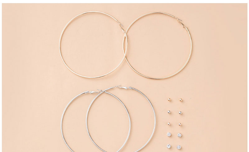 Fashion Gold Color+silver Color Faux Pearl Frosted Hoop Earrings Set,Jewelry Sets