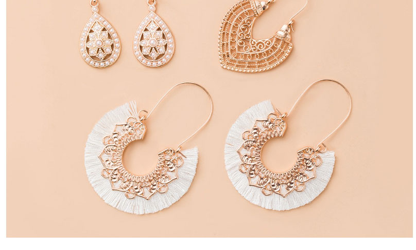 Fashion 4# Tassel Rice Beads Winding Geometric Earrings Set,Jewelry Sets