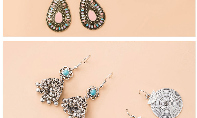 Fashion 1# Tassel Rice Beads Winding Geometric Earrings Set,Jewelry Sets