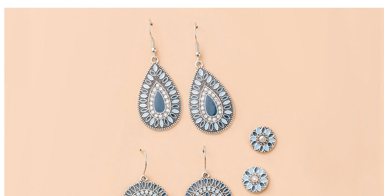 Fashion 4# Alloy Geometric Drop-shaped Woven Hollow Earrings Set,Jewelry Sets