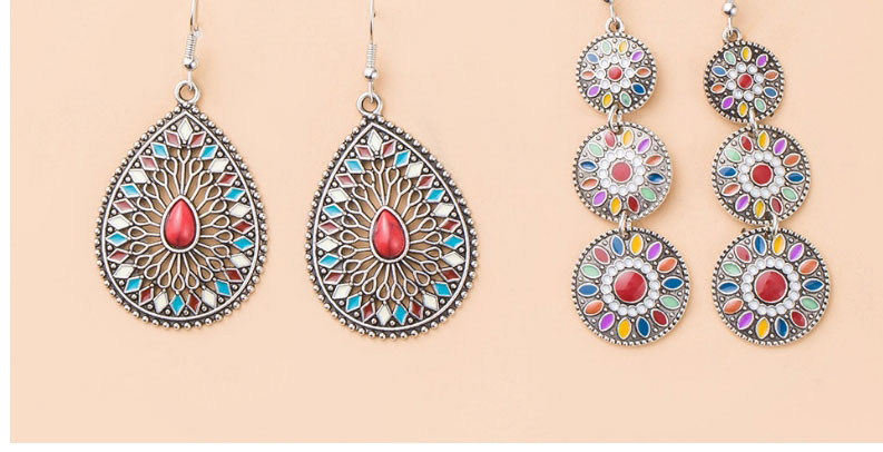 Fashion 1# Alloy Geometric Drop-shaped Woven Hollow Earrings Set,Jewelry Sets