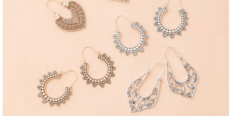Fashion 4# Alloy Geometric Woven Hollow Earrings Set,Jewelry Sets