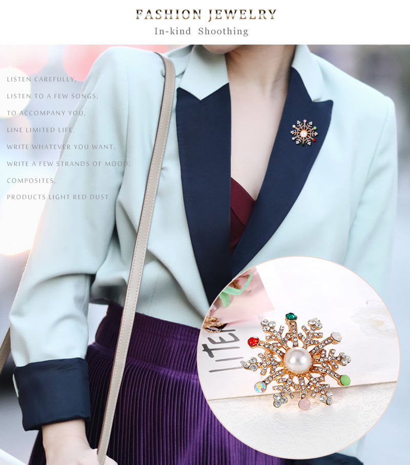 Fashion Color Alloy Diamond Snowflake Brooch,Korean Brooches