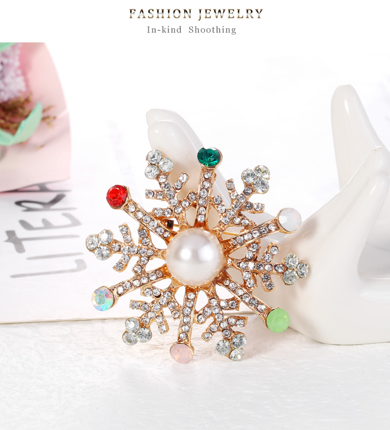 Fashion Color Alloy Diamond Snowflake Brooch,Korean Brooches