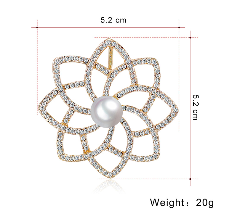 Fashion Gold Alloy Diamond Pearl Hollow Flower Brooch,Korean Brooches