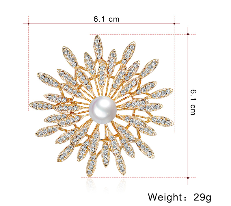 Fashion Gold Alloy Diamond Pearl Flower Brooch,Korean Brooches