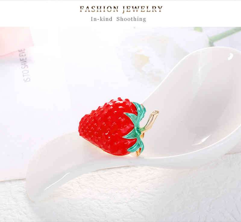 Fashion Red Alloy Dripping Strawberry Brooch,Korean Brooches