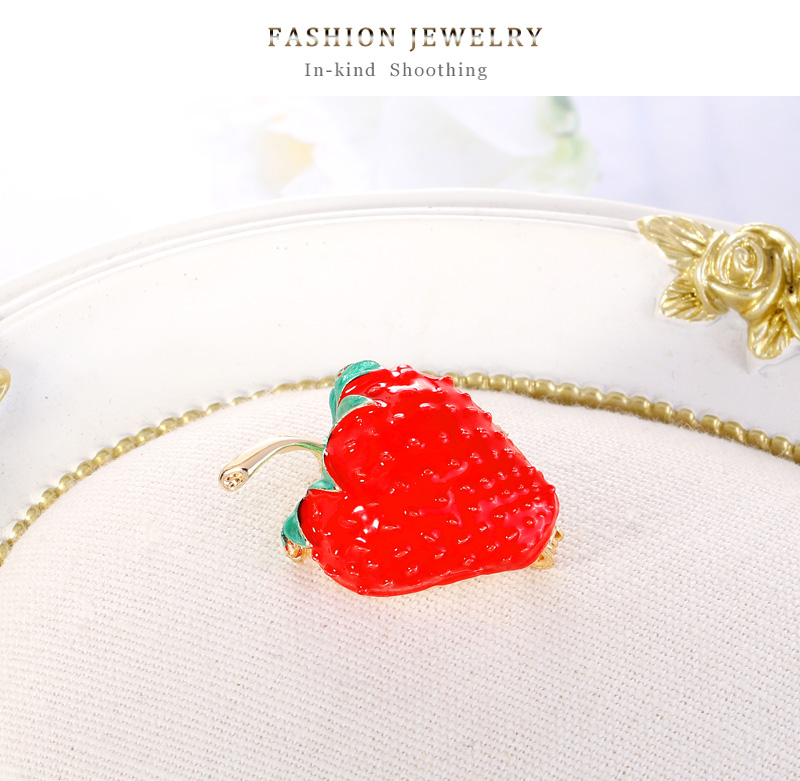 Fashion Red Alloy Dripping Strawberry Brooch,Korean Brooches