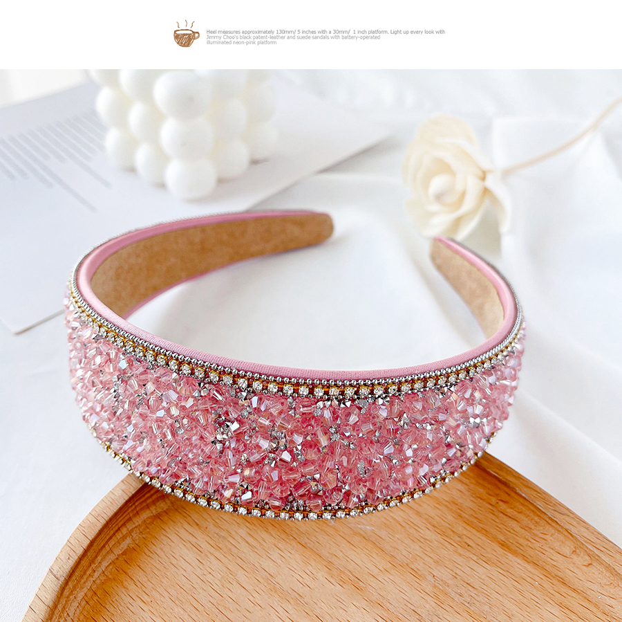 Fashion Pink Alloy Diamond-studded Broad-brimmed Headband,Head Band