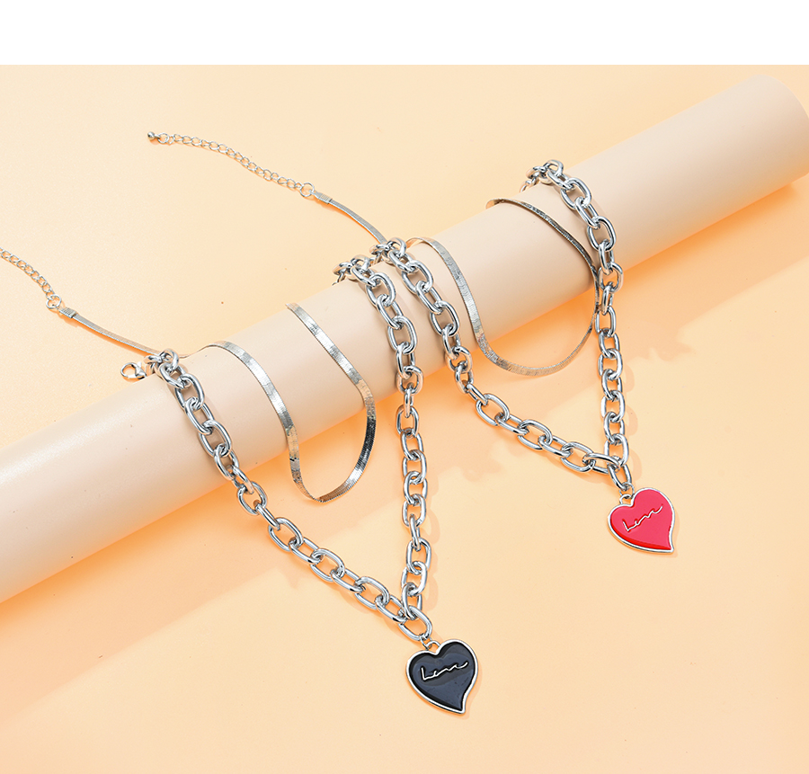 Fashion Orange Alloy Chain Love Letter Double Necklace,Multi Strand Necklaces