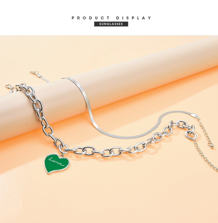 Fashion Orange Alloy Chain Love Letter Double Necklace,Multi Strand Necklaces