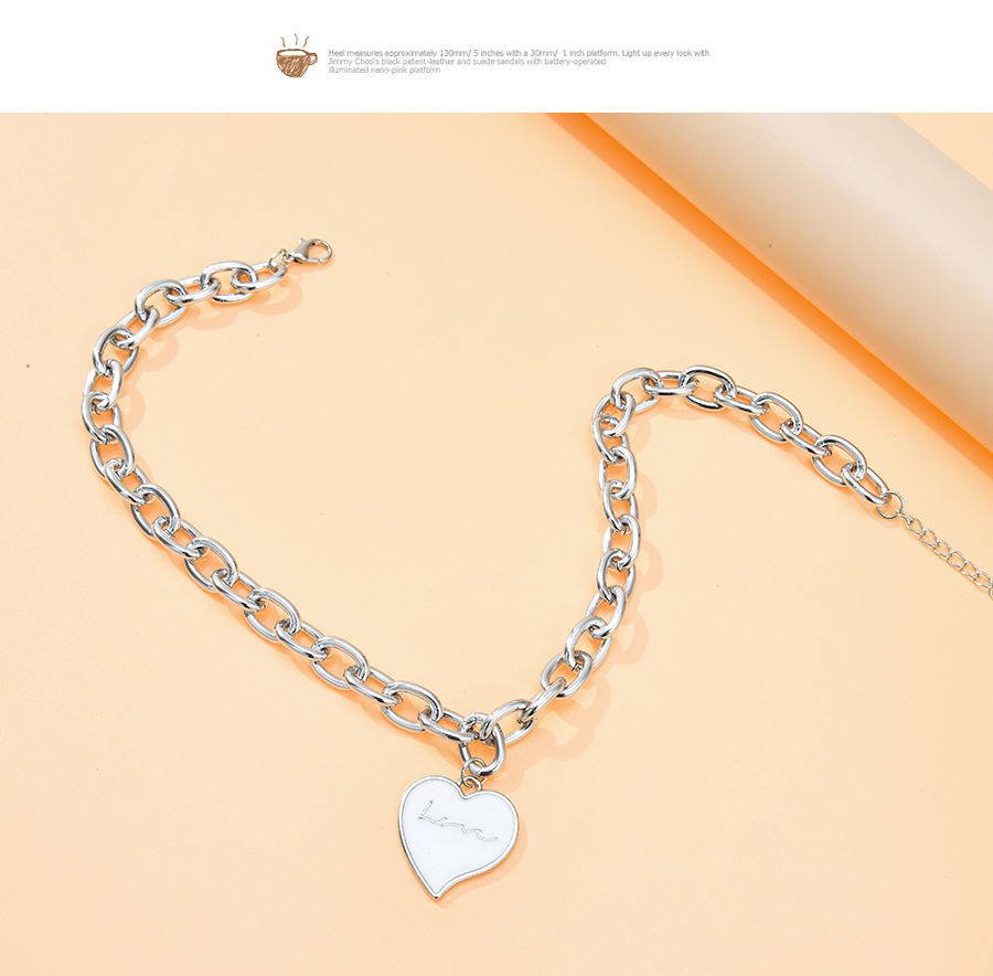 Fashion White Alloy Chain Love Letter Double Necklace,Multi Strand Necklaces