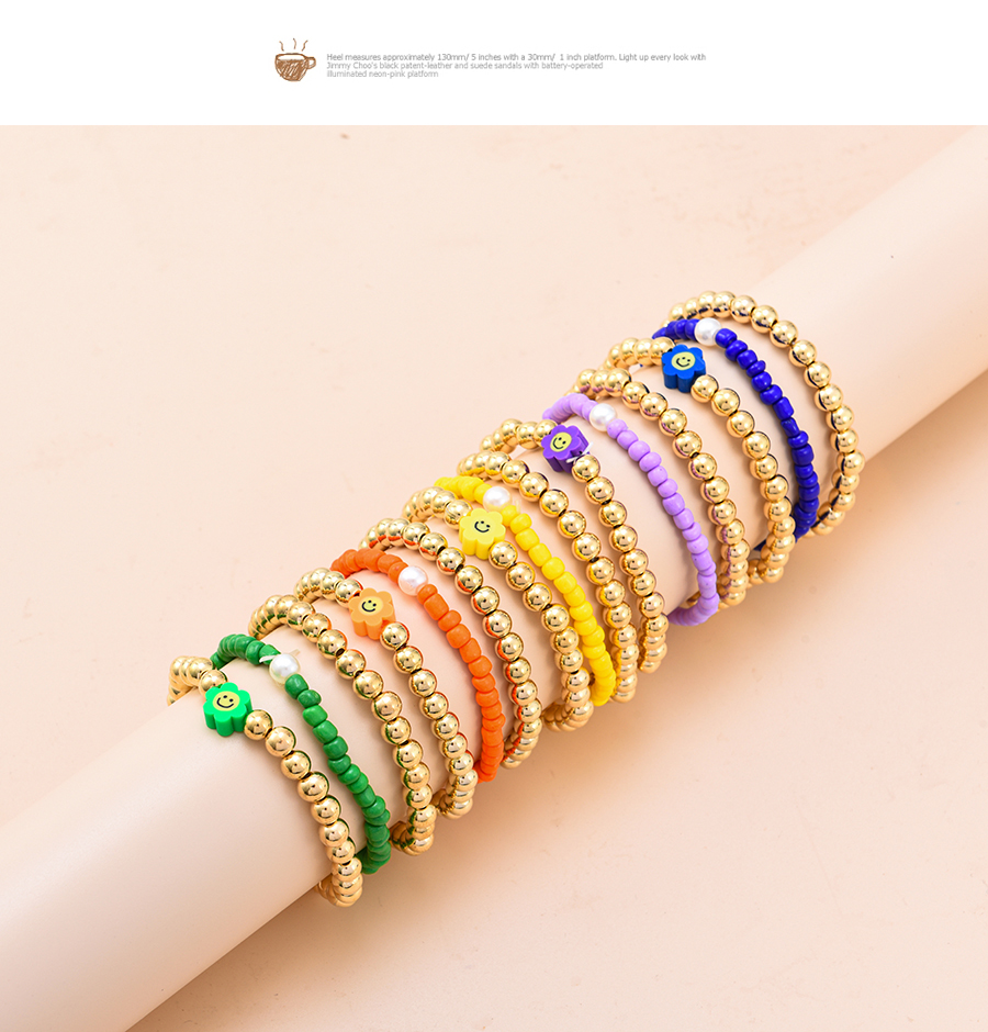 Fashion Orange Resin Flower Beaded Bracelet Set,Jewelry Sets