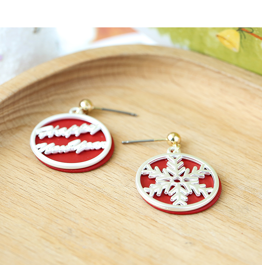 Fashion Color Snowflakes Christmas Oil Drop Snowflake Earrings,Drop Earrings