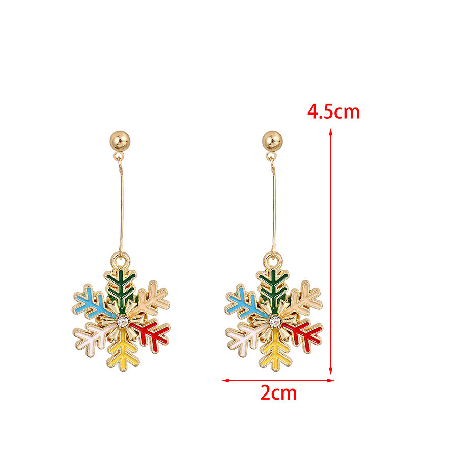 Fashion Color Snowflakes Christmas Oil Drop Snowflake Earrings,Drop Earrings