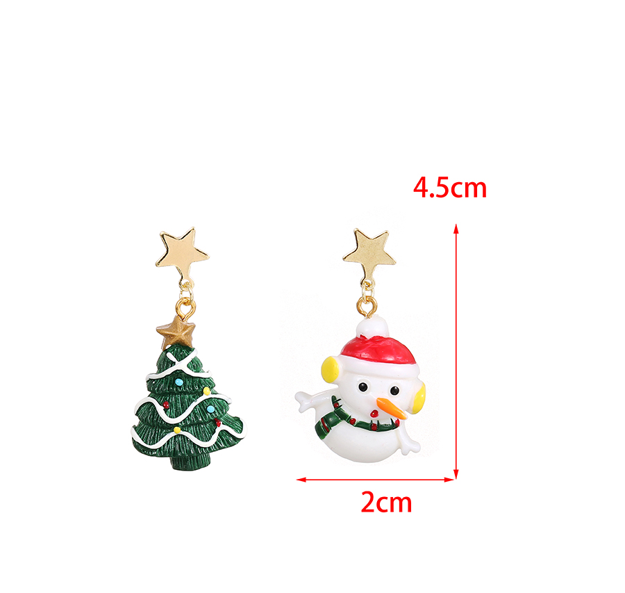 Fashion Christmas Tree Santa Claus Christmas Tree Snowman Asymmetrical Earrings,Drop Earrings